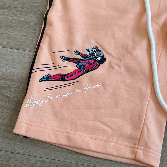 Peach Graphic Drawstring Shorts by fifth loop - Picture 3 of 6